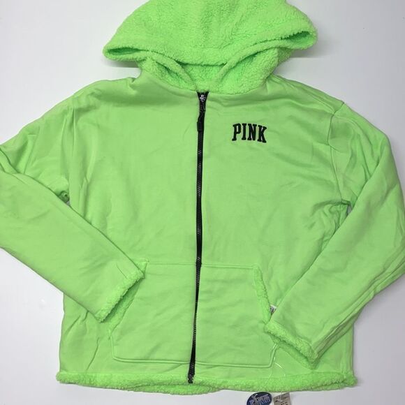 VICTORIA SECRET PINK REVERSIBLE SHERPA LINED FULL-ZIP NEW - Picture 1 of 11